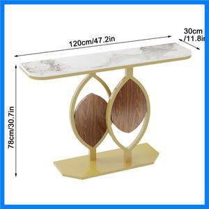 모던 골드 콘솔 테이블 기하학적 메탈 베이스 소결석 좁은 현관 테이블 출입구용 테이블