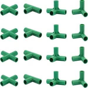 빅스윌 16PCS 피팅 16MM 4종 안정적인 지지 헤비 듀티 온실 프레임 빌딩 커넥터 포도 트렐리스 자외선