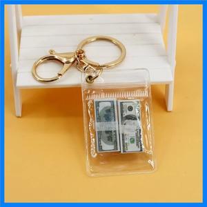 독특한 미니 머니 미국 달러 지폐 키 체인 미국 달러 펜던트 미니 투명 가방 코인 참 가방 키 체인 펜던트