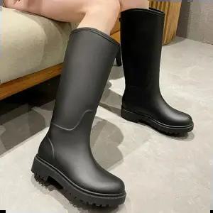 스웨이드부츠 캐주얼 여성 비오는날 장마 외출 롱 레인부츠 장화
