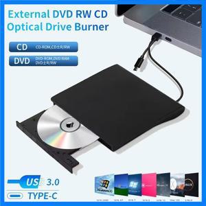 USB 3.0 외장 DVD RW CD 라이터 슬림 DVD 레코더 휴대용 광학 드라이브 버너 리더 플레이어 트레이 타입 PC