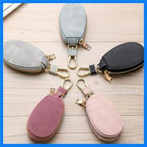 가죽 키체인 미니 동전 지갑 지갑 지갑 지퍼 지갑 열쇠 고리 듀얼 키링 파우치 변경 동전 지갑 카드홀더