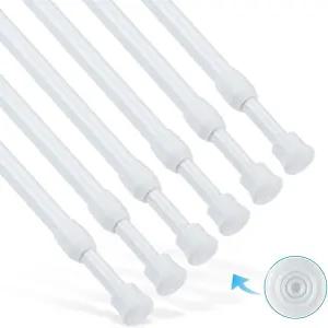 6개의 텐션 로드 구윈 커튼 드릴링 방지 스프링 작은 옷장용 조절 가능한 주방 찬장 옷장 책장(흰색