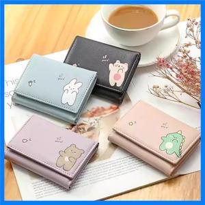 여성용 짧은 귀여운 작은 지갑 학생 트리플 폴드 카드홀더 소녀 ID 가방 카드홀더 동전 지갑 숙녀 지갑 만