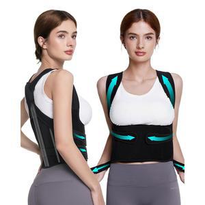 여성과 남성을 위한 레인 힐 자세 교정기 - 조절 가능한 스트랩과 통기성 메쉬가 있는 3-in-1 백 브레이스, 사무실 업무, 운전, 일상 사용 시 목, 어깨, 허리