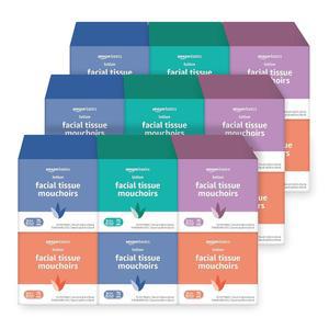 로션이 포함된 아마존 베이직 페이셜 티슈, 2겹, 1350개(75개들이 18팩), (포장은 다를 수 있습니다)