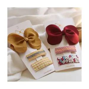 헤어핀 세트 2컬러 똑딱핀 리본핀 포인트핀 사각 머리핀 외출