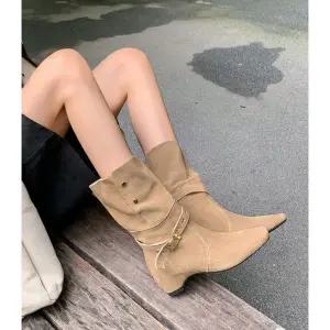 셉띠엠브레 여성하이힐 프렌치 스웨이드 속굽 가을 겨울 웨지 버클 가죽 미들 부츠 UNO4