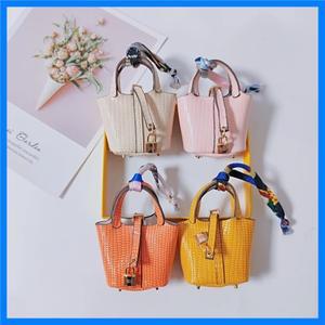 미니 바구니 가방 키 체인 크리 에이 티브 귀여운 작은 동전 지갑 이어폰 가방 장식 절묘한 자동차 열쇠 고