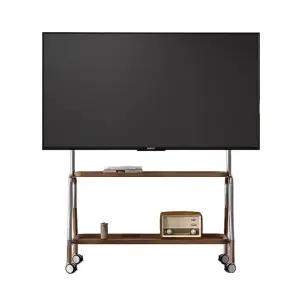 스텐 이동식 티비 거치대 스텐드 2단 원목 선반