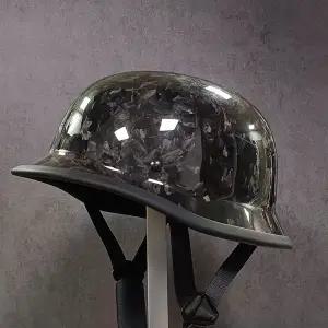 바이크 오토바이 반모헬맷 탄소 섬유 빈티지 국자 헬멧 DOT 인증 크루즈 독일 군인 하프