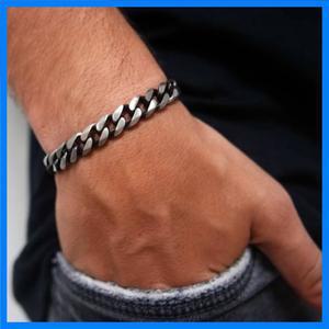 남성용 레트로 쿠바 체인 팔찌 빈티지 골동품 스테인레스 스틸 커브 돔 링크 팔찌 락 펑크 세련된 보석 선
