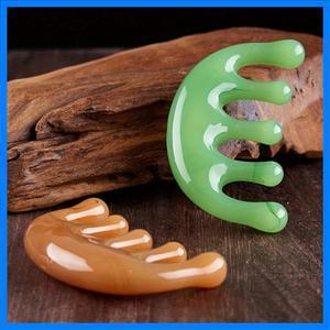 두피 및 경락 경혈 큰 치아 머리 전신 근육 도구 휴대용 SmallComb 용 수지 5 치아 경락 마사지 빗