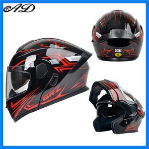 최신 유행 오토바이 듀얼 렌즈 헬멧 (내부 선쉐이드 안전 모듈 포함) 남녀 공용 플립 오토바이 헬멧