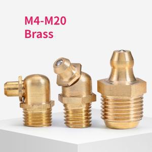 M4 M5 M6 M8 M10 M12 - M20 황동 그리스 니플 미터법 인치 수나사 직선 엘보 유형 건용 오일 저크 피팅