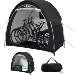 비 덮개가 있는 에이빌리 자전거 보관 창고 튼튼한 420D 폴리에스터 천 2배 방수 야외 텐트 2-3대 지퍼