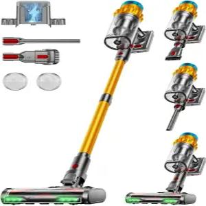 무선 청소기 650W/55KPA 70분 런타임 독립형 스틱 엉킴 방지 브러시가 있는 가정용 스마트 디스플레이