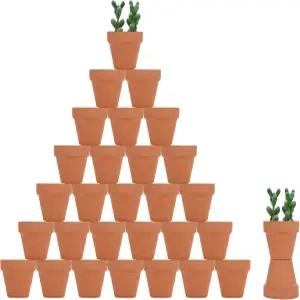 32pcs 작은 미니 2인치 테라코타 화분 점토 도자기 선인장 꽃집 배수구 포함 실내/외 다육식물 공예품