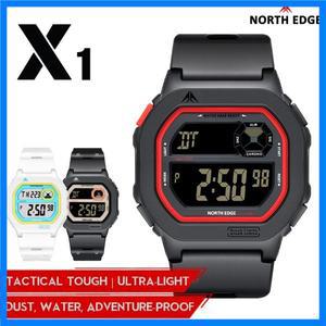 노스 엣지 사각 스크린 디지털 손목시계 남녀 스포츠 시계 50m 방수 스톱워치 카운트다운 알람 시계 남성용