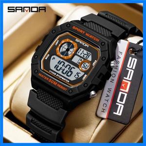 SANDA 2202 전자 야광 방수 시계 스포츠 남성용 경량 사각 클래식 패션 전자 Rel o gio mulher