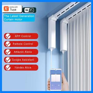 투야 와이파이 커튼 모터 엔진 드라이버 알렉사 구글 앨리스 지원 맞춤형 전동 커튼 트랙 레일 코니스 스마