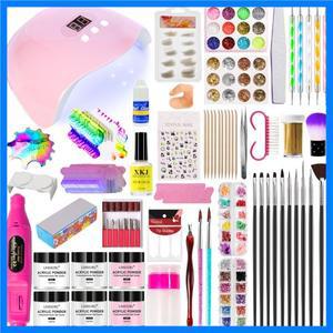 전기 네일 드릴 포함 아크릴 네일 아트 키트 UV 네일 드라이어 가벼운 연마 도구 초보자용 아크릴 네일 아