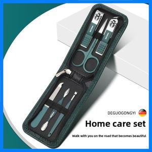 6 Pcs 휴대용 럭셔리 매니큐어 세트 페디큐어 키트 밝은 검은 손톱깎이 세트 개인 관리 도구 눈썹 가위