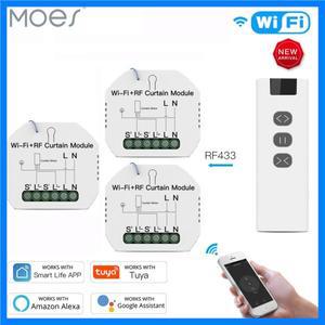 WiFi RF433 전기 롤러 셔터 선 스크린 용 리모콘이있는 블라인드 커튼 스위치 Tuya Smart Life Google 홈 A