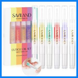 SAVILAND 6개입 큐티클 오일 펜 비타민 E 함유 손톱 큐티클 손상 복구 및 얇은 손톱 강화 야간 치료