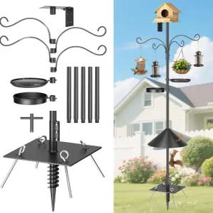 2025년 업그레이드된 헤비 듀티 새 모이통 폴 92인치 다람쥐 방지 조절식 스테이션 스탠드용 셰퍼드 후크