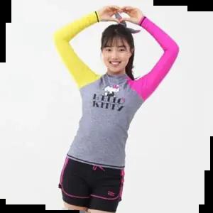 주니어수영복 헬로키티 여자 수영복 주니어 래쉬가드 팬츠 세트 2p