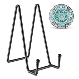 3팩 6인치 접시 스탠드 디스플레이 - 비닐 테이블 상단 디스플레이, 책용 장식용 금속 프레임 홀더, 사진 및 플래터, 테이블탑 아트, 블랙