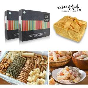 한과 선물세트 전병 유과 선물 세트 추석 명절 간식 한과 과자 보자기포장