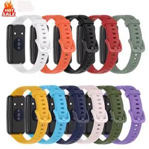 화웨이 밴드 7 용 단색 실리콘 스트랩 스마트 워치 교체 팔찌 스포츠 팔찌 통기성 방수 시계 밴드