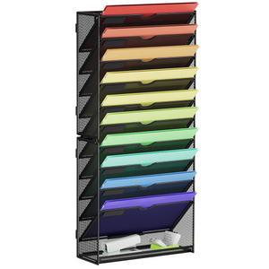 마르브라스 벽 파일 홀더 11단 매달린 정리함, 종이, 클립보드 및 잡지 사무실에 적합한 마운트 (블랙)