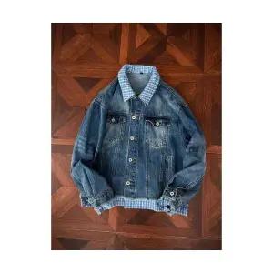 슬램덩크 남성 청자켓 빈티지 체크 페이크 가을 계열 코트 HO3