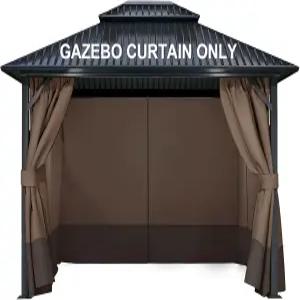 카우비 4패널 10인치 x 가제보 교체 커튼 이중 지퍼가 달린 파티오 프라이버시 사이드월 야외 캐노피