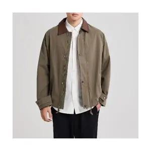 키체샵 남성 바람막이 점퍼 더블 재킷 추피 소재 코트 HO3