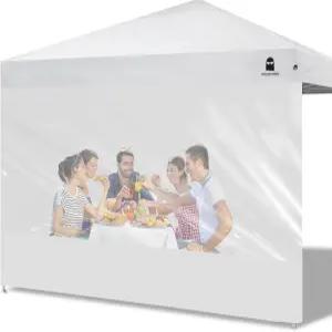 MordenApe 투명 측벽 캐노피 벽 10x10 팝업 - 일자 다리 야외 즉석 1팩(흰색)