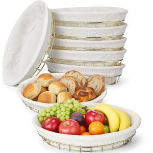 아셀레직 6팩 크리스마스 타원형 금속 와이어 바구니 9.5 x 6.2 2.2 디너 빵 증명 샌드위치 용기 패스트푸드 주방 파티(골드)