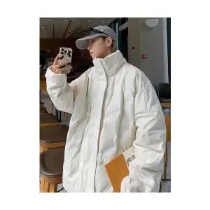 룽나루 남성 패딩 점퍼 겨울 셔링 차이나 빈티지 도톰 솔리드 HO4