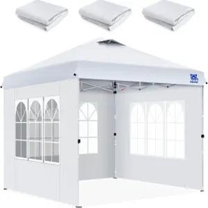 10x10 팝업 캐노피 가든 가제보 210D 옥스포드 패브릭 방수 흰색을 위한 FANPAT 3Pcs 인스턴트 텐트