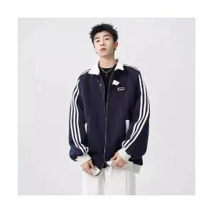 룽나루 남성 자켓 스트라이프 카디건 가을 겨울 기모 도톰 트레이닝 점퍼 HO4