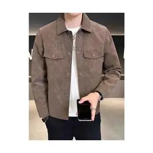 룽나루 남성 자켓 스웨이드 코트 가을 겨울 숄카라 패션 HO4