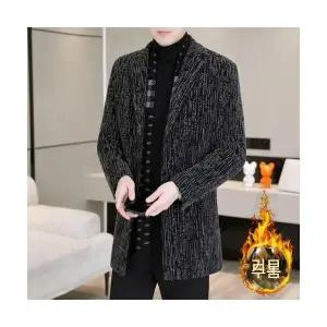 룽나루 남성 자켓 기모 셰니어 칼라 코트 가을 겨울 캐주얼 보온 HO4