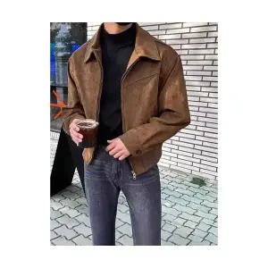 룽나루 남성 자켓 스웨이드 이중 재킷 빈티지 코트 추동 카멜라드 쇼트 HO4