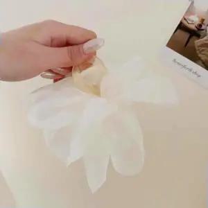 오간자플라워리본집게핀 리본플라워집게핀(화이트)