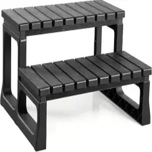 VEVOR 온수 욕조 계단 2단계 스파 야외 헤비 듀티 23.6인치 지상/팽창식 풀 사다리 320파운드 무게 용량