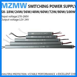 LED 드라이버 18W 24W 36W 48W 60W 72W 80W 110W 170-260V AC/DC 12V 24V 초박형 스위칭 전원 공급 장치 조