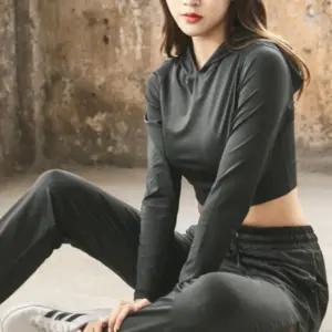 긴팔 여성 후드 크롭 운동복 상의 커버업상의 뒤트임 복상의 룩 핏예쁜 티셔츠 요가 에슬레저 나시 옷